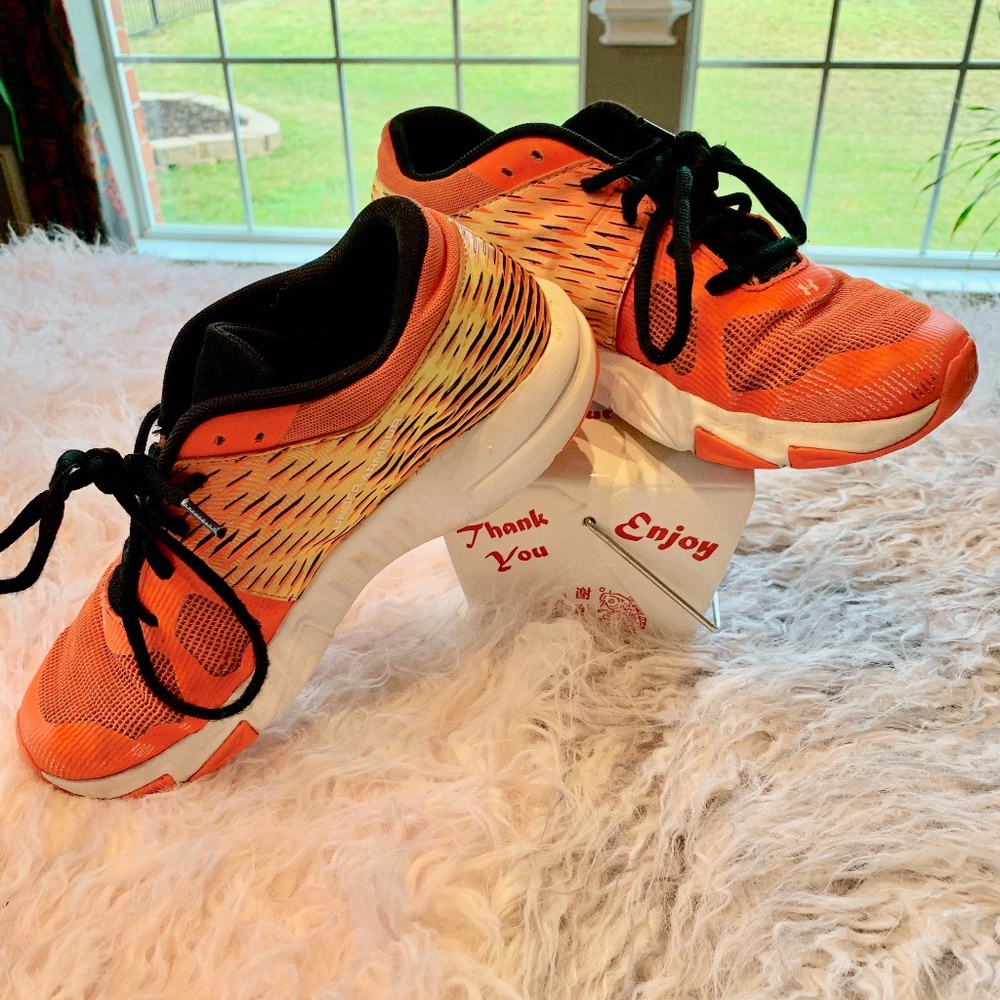 Under Armour Boys Orange Sneakers Size 7Y